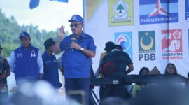 Bupati James Uang, saat sambutan Konsolidasi pemenangan Prabowo-Ghibran, lalu, || Foto: Elang